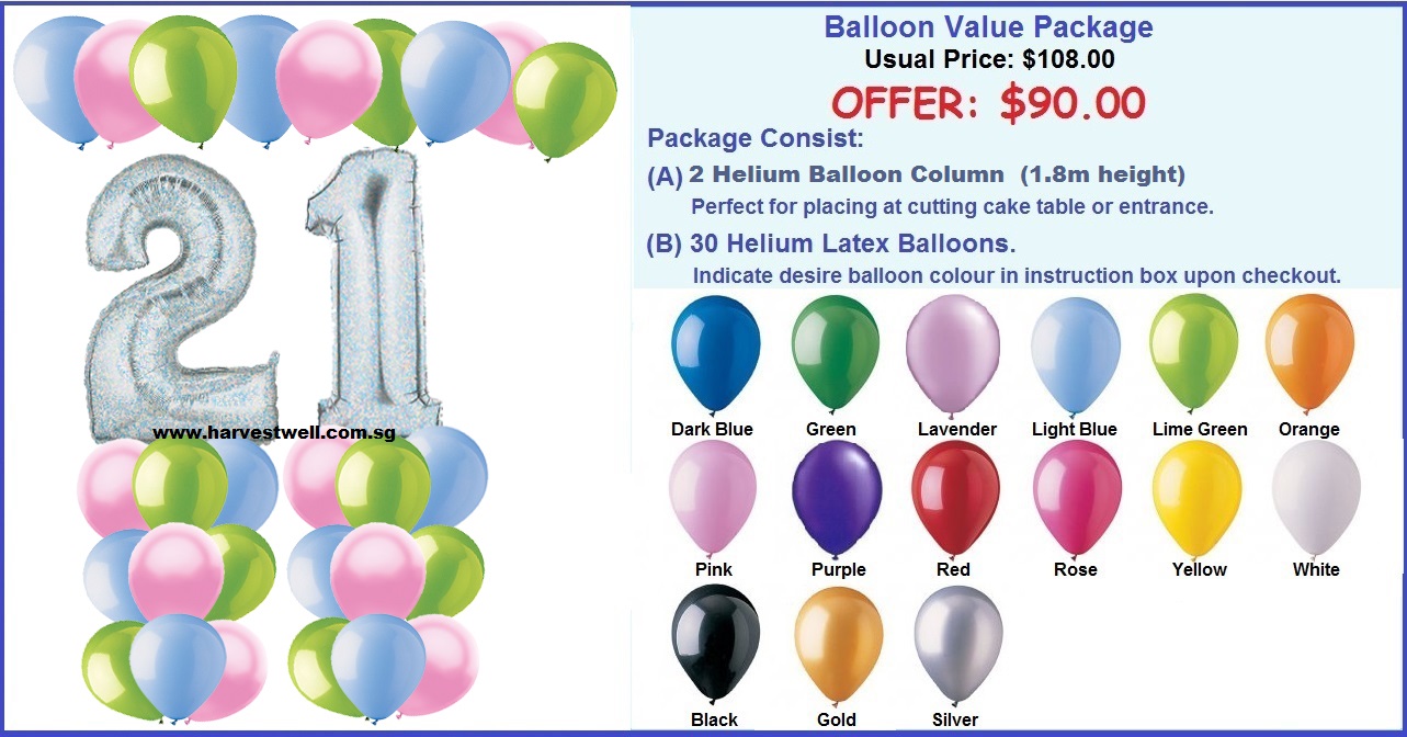 21st Silver Birthday Balloon Value Package